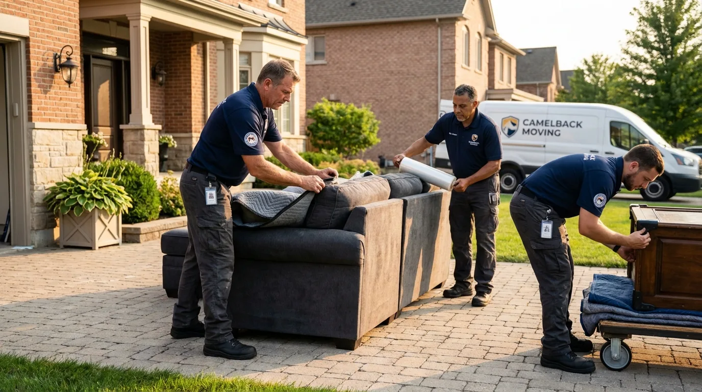 Large estate moving crew wrapping furniture in South Pekin, IL