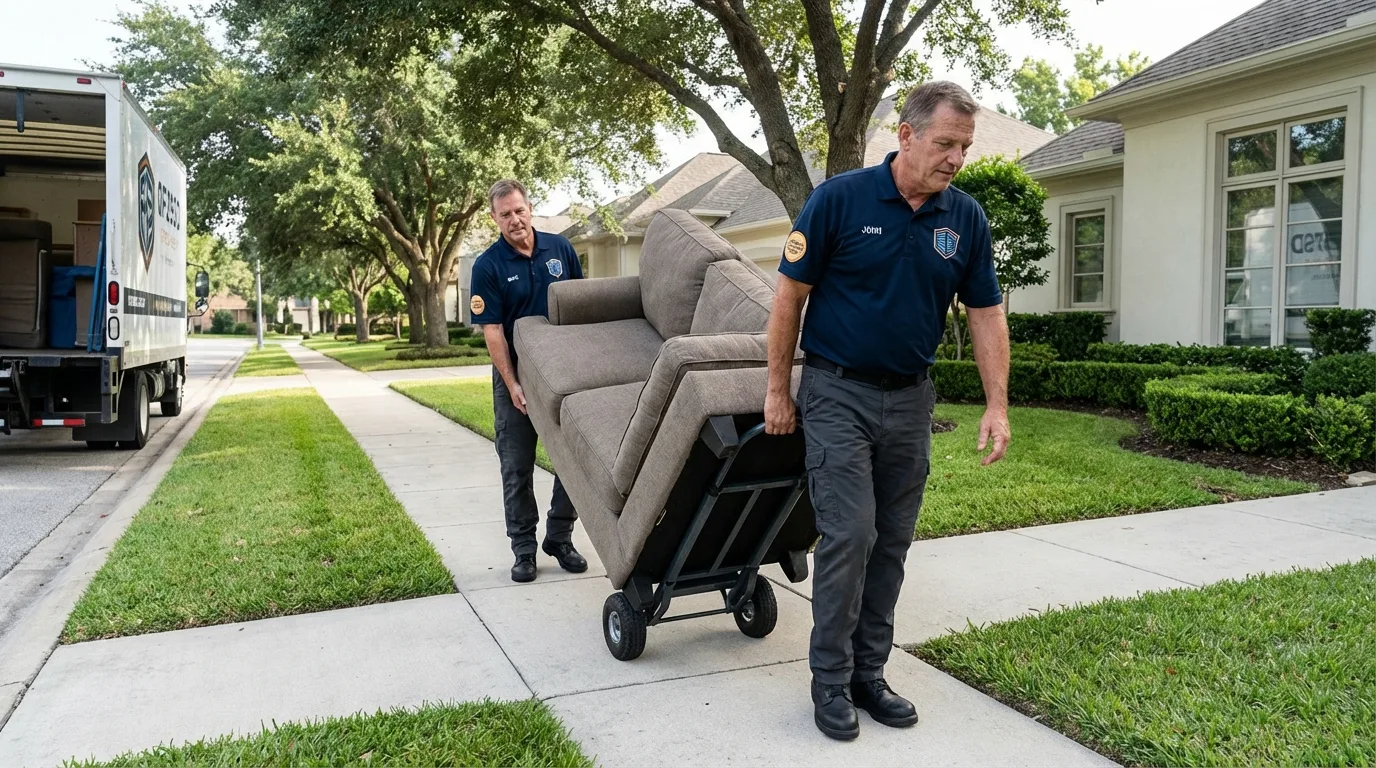 Local residential moving crew loading furniture in South Pekin, IL